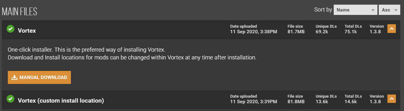 where does vortex store mods